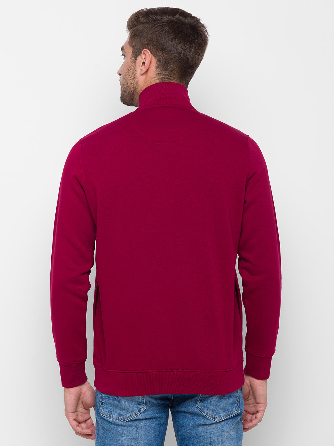 Spykar Purple Cotton Slim Fit Sweatshirt For Men