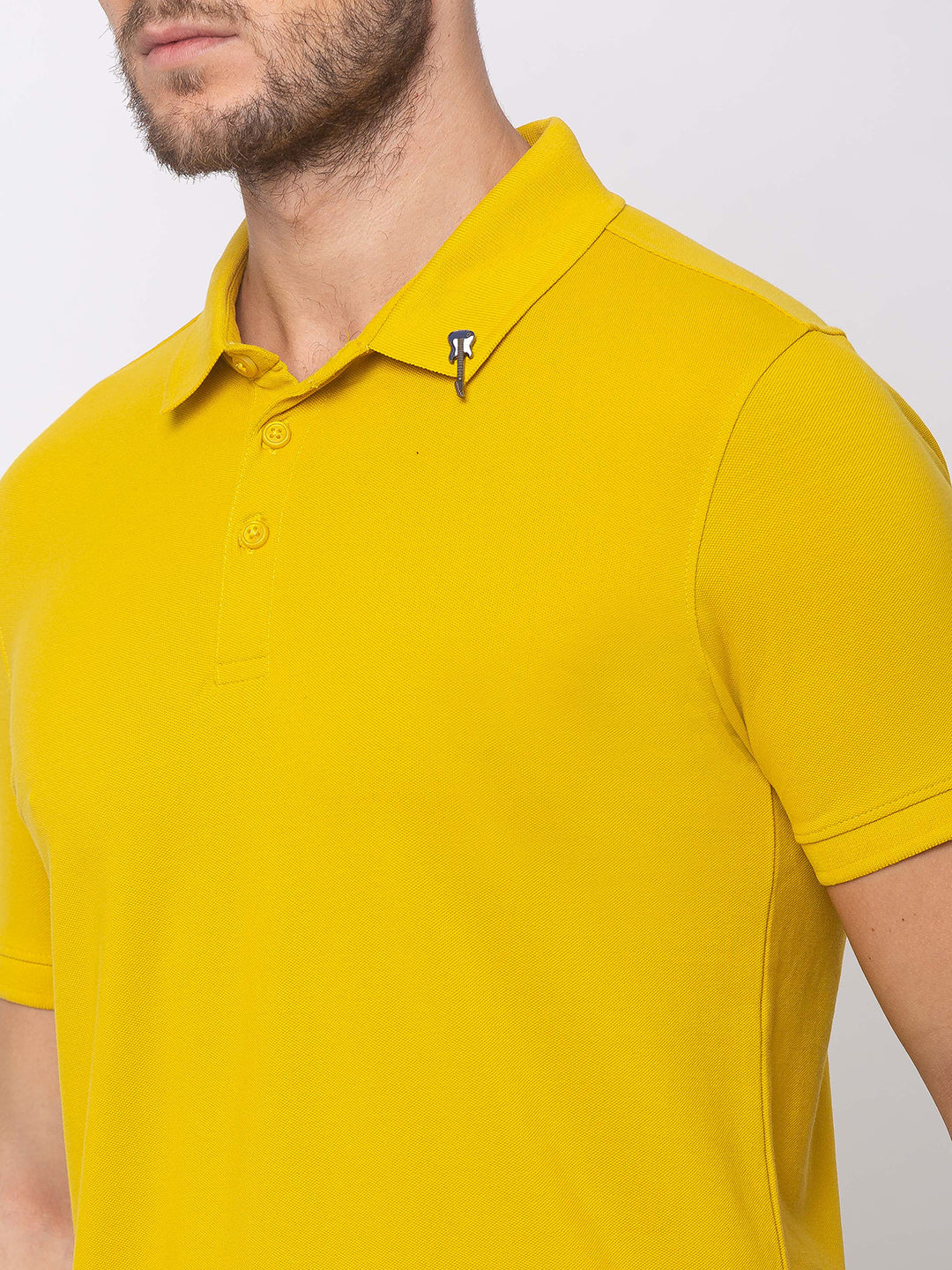 Spykar Men Sulphur Yellow Blended Slim Fit T-Shirt