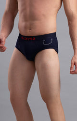 Navy Cotton Brief For Men Premium- Underjeans By Spykar