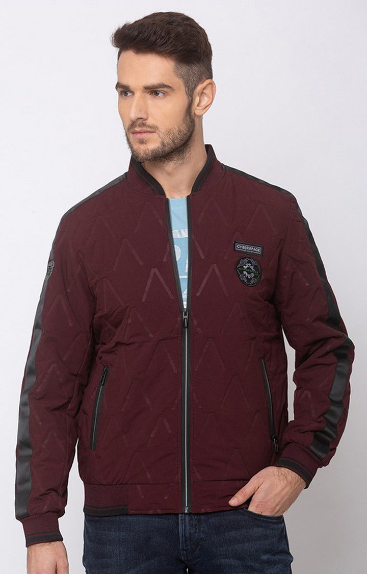 Spykar Maroon Activewear Straight Fit Jacket For Men