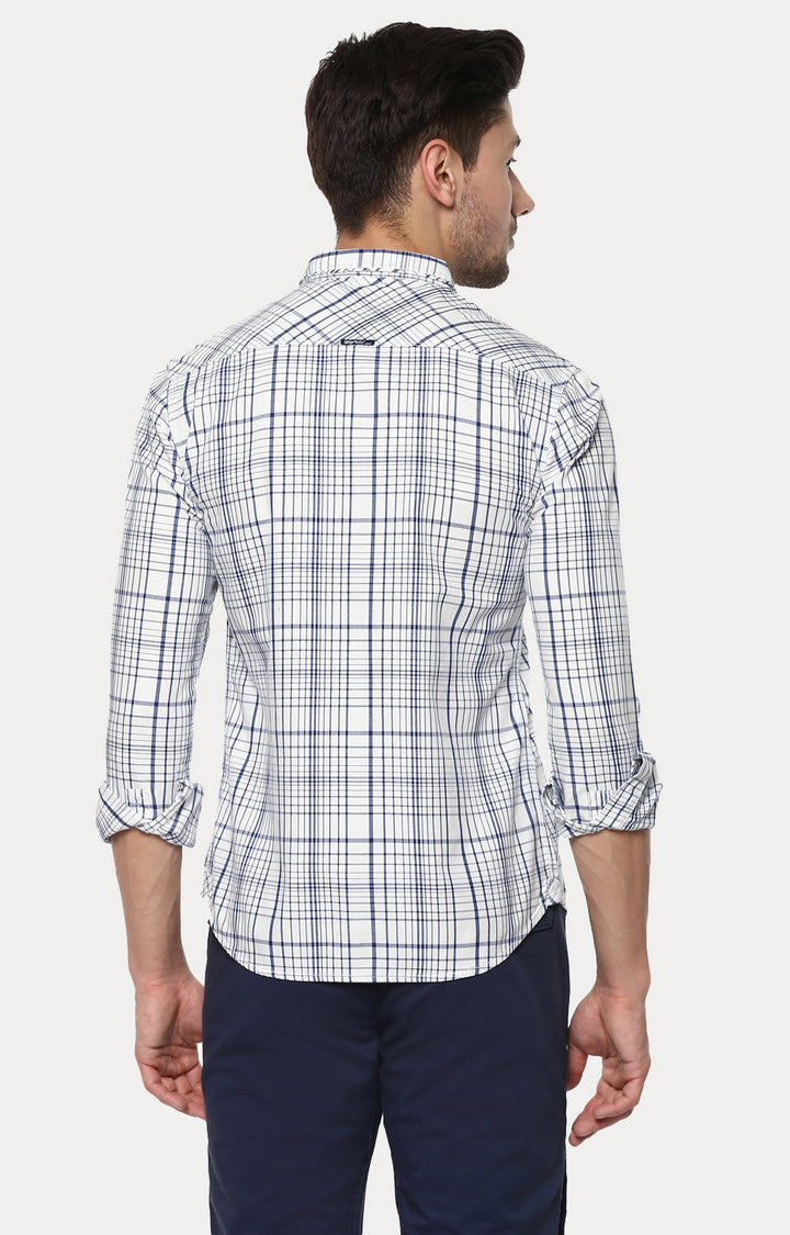 Spykar Men'S White Cotton Checked Casual Shirts