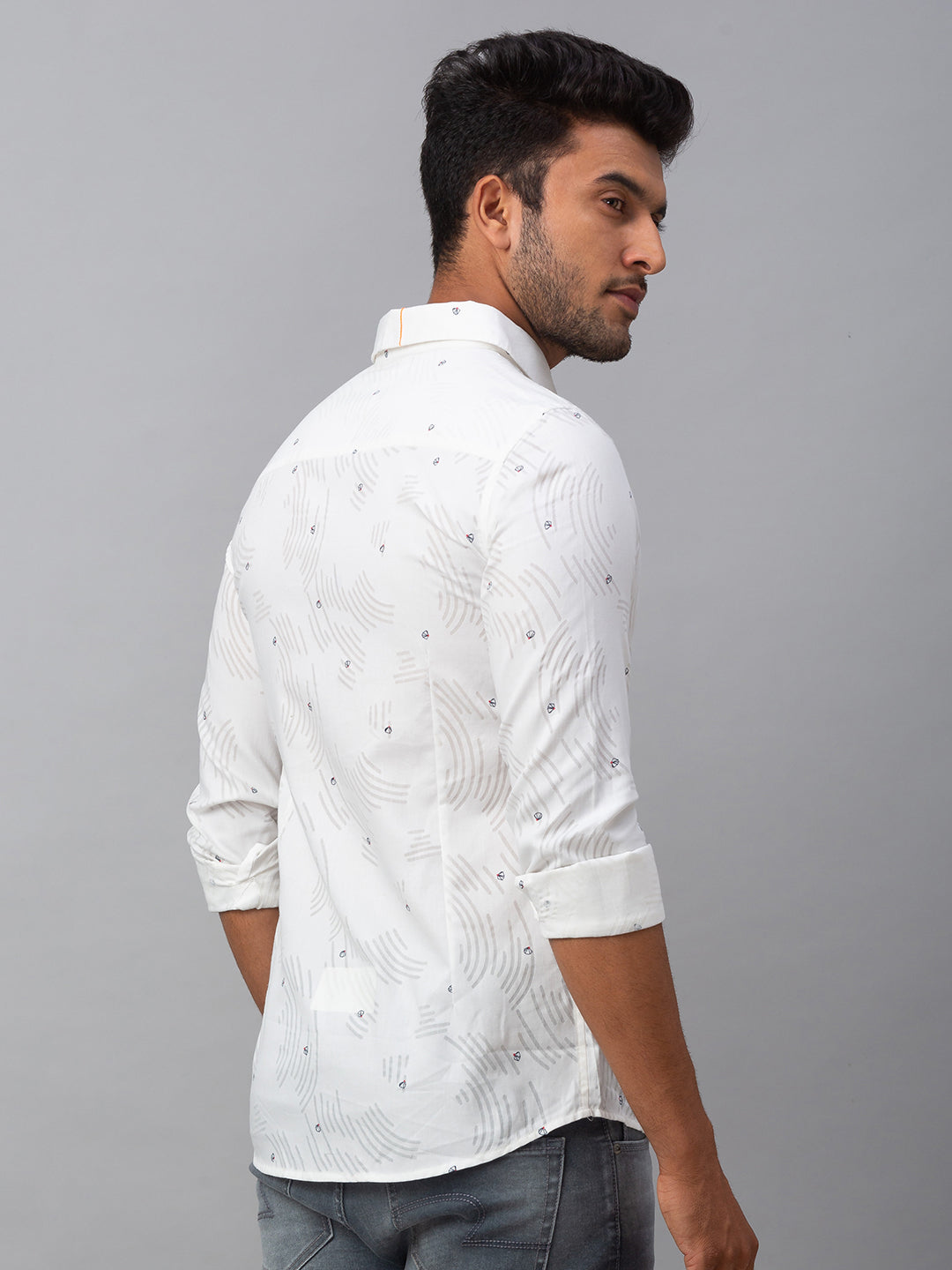 Spykar Men White Cotton Slim Fit Shirt