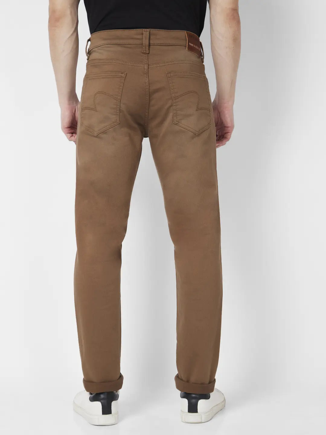 Spykar Men Coffee Brown Cotton Stretch Slim Fit Narrow Length Clean Look Low Rise Jeans (Skinny)