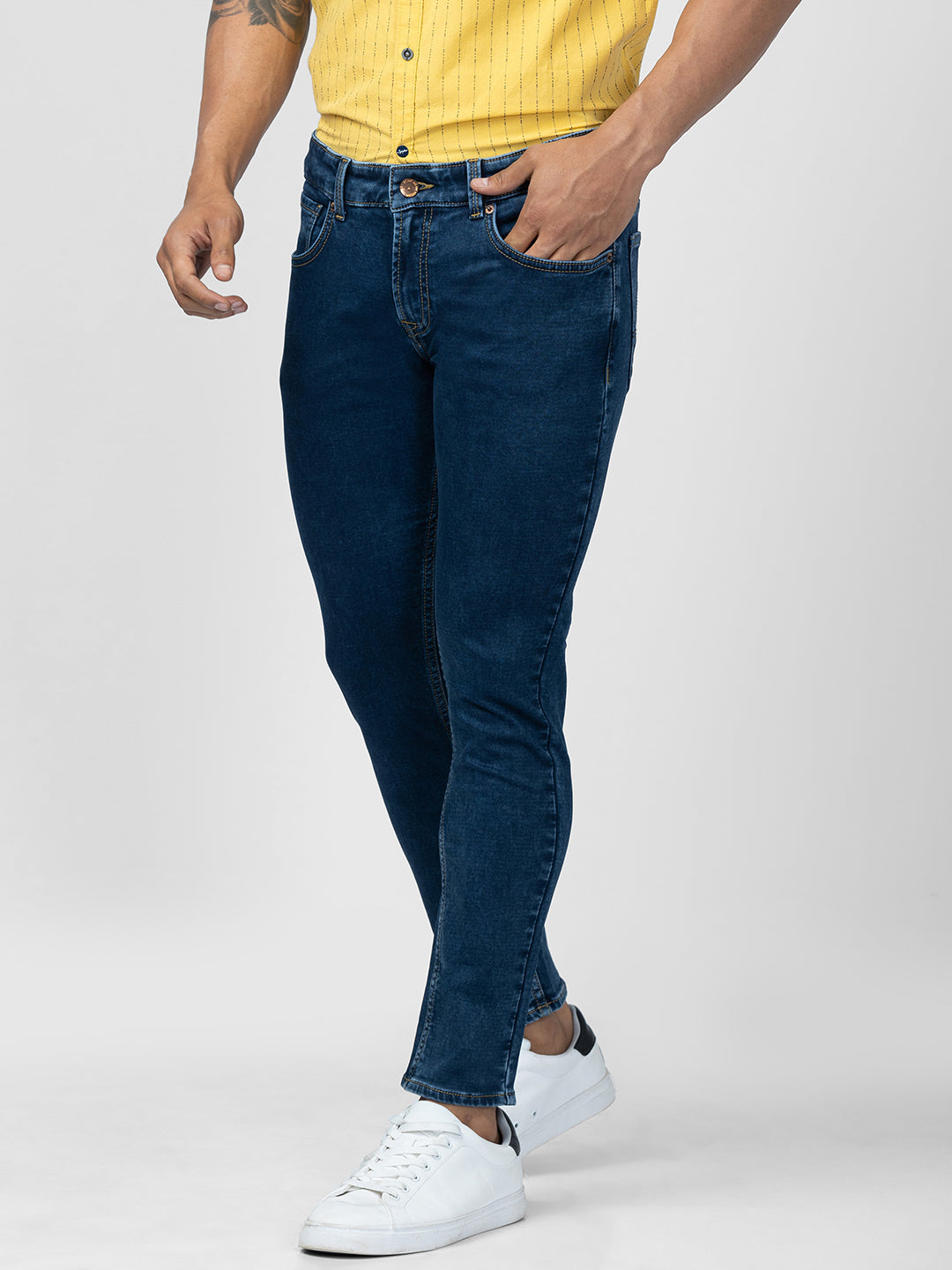 Spykar Men Indigo Blue Cotton Slim Fit Tapered Length Jeans (Kano)