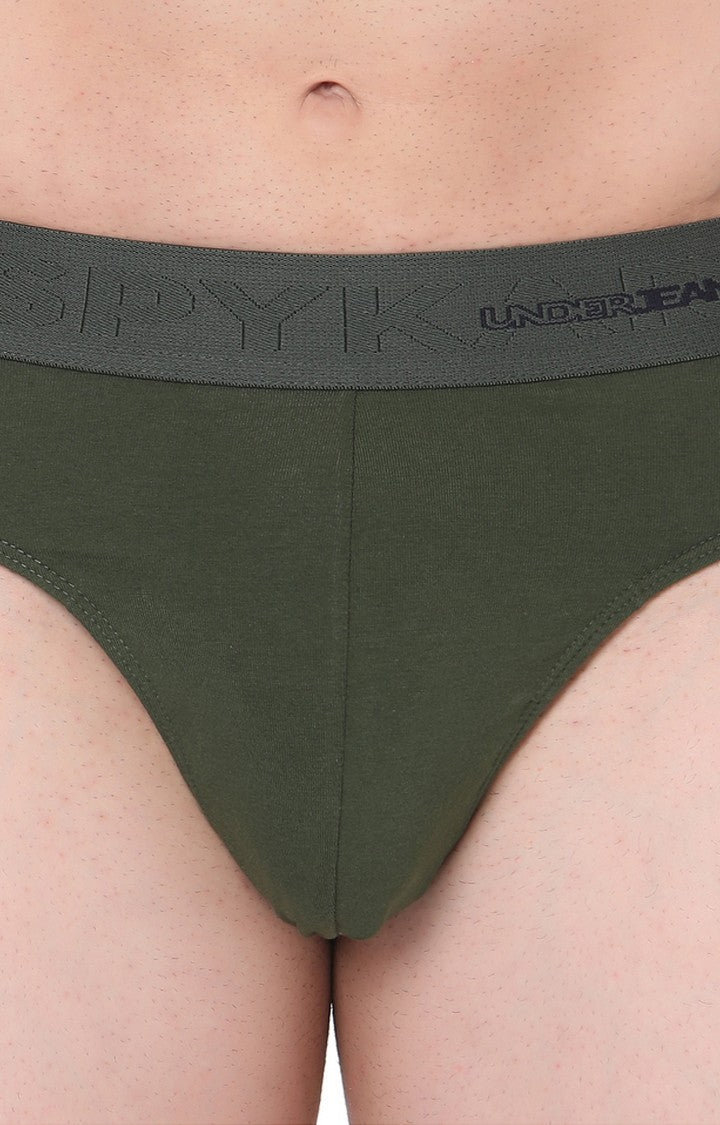 Olive Cotton Brief for Men Premium- UnderJeans by Spykar