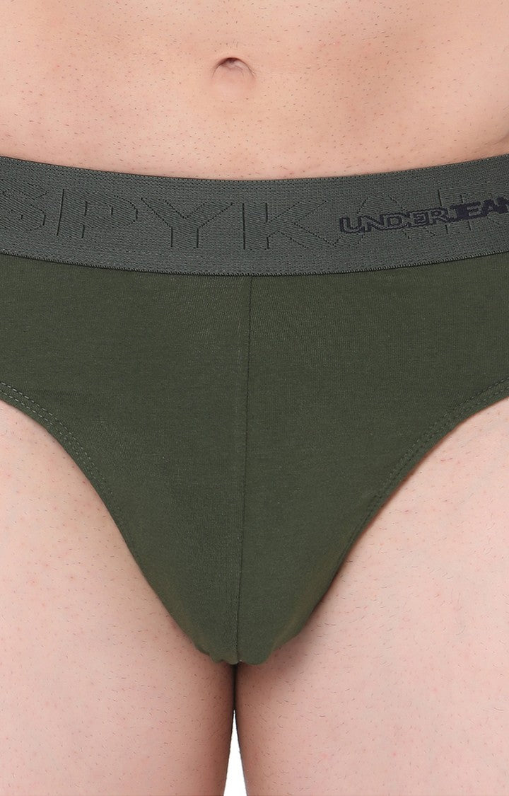 Olive Cotton Brief For Men Premium- Underjeans By Spykar