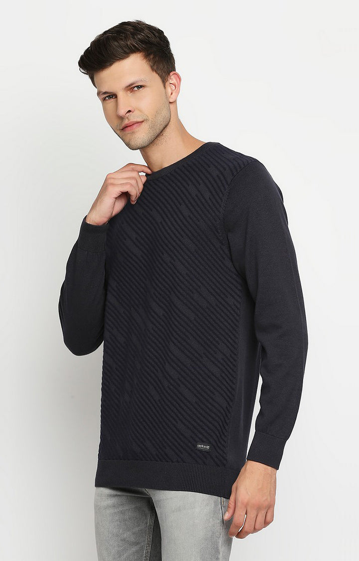 Spykar Men Grey Cotton Regular Fit Full Sleeve Round Neck Sweater