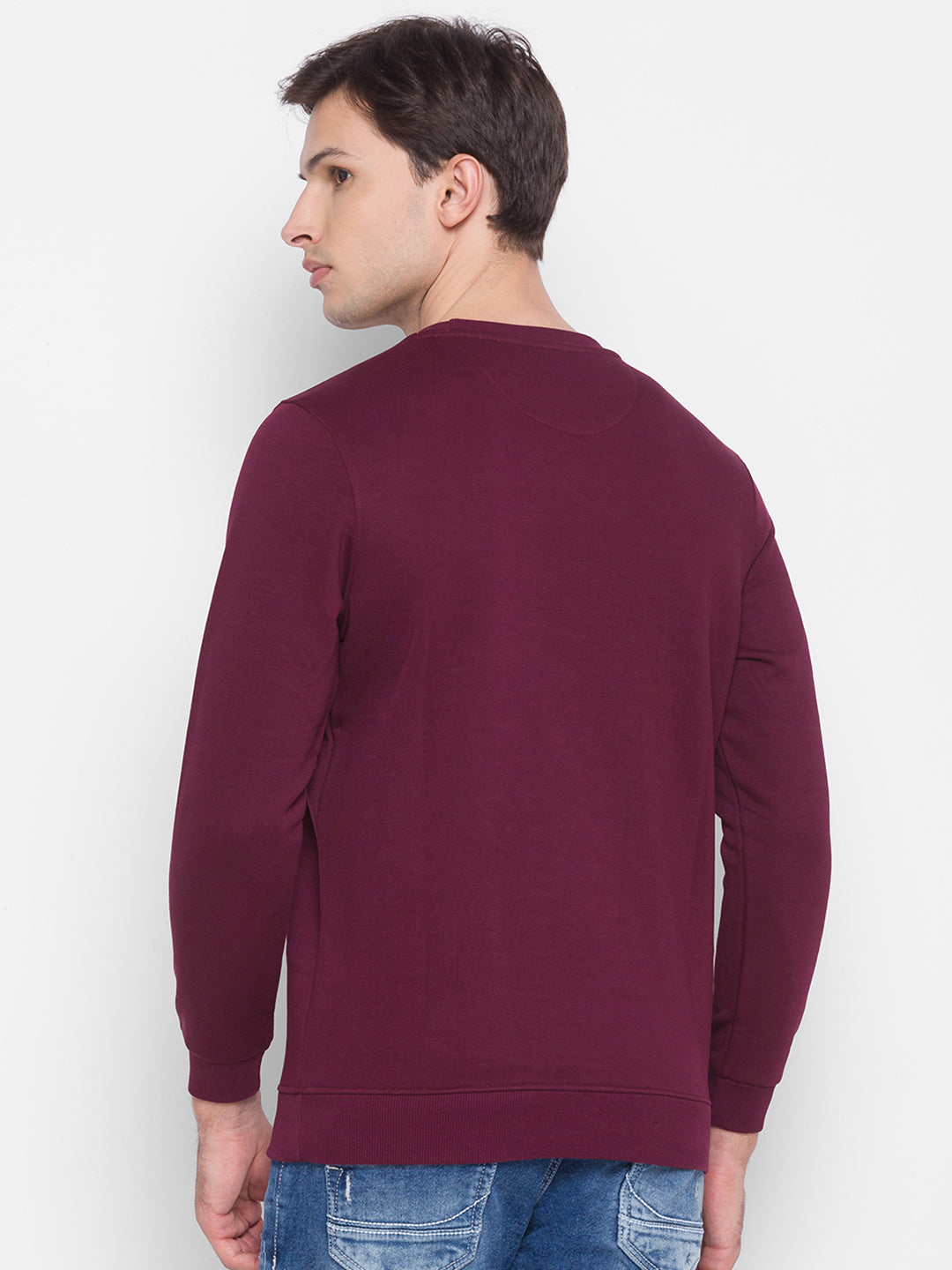 Spykar Red Cotton Sweatshirt For Men