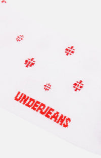 Men Premium White-Red Ankle Length (Non Terry) Single Pair Of Socks- Underjeans By Spykar