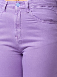 Spykar Women Pastel Lilac Lycra Straight Fit Regular Length Jeans (Bella)