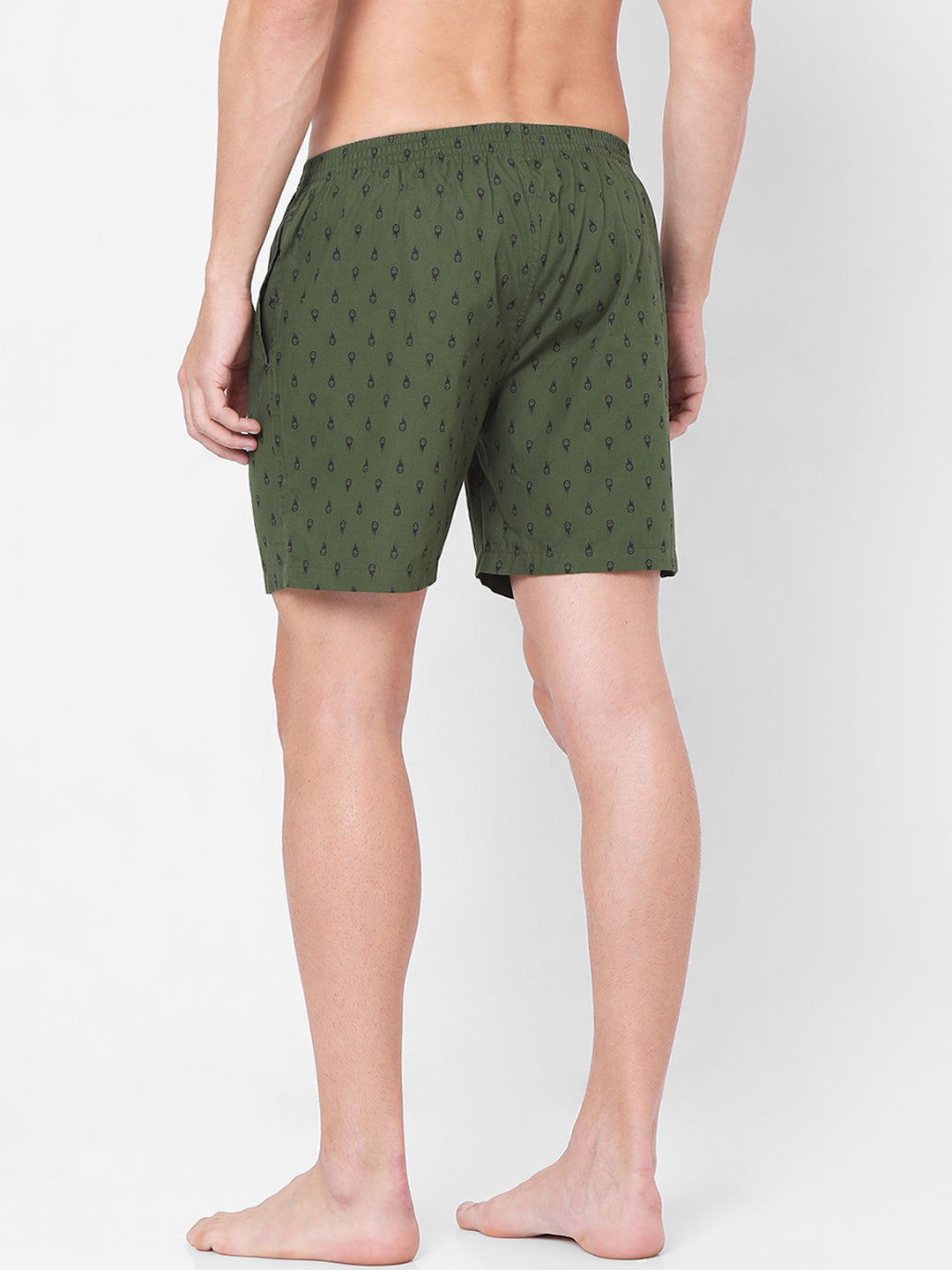 Men Premium Green Cotton Boxers- Underjeans By Spykar