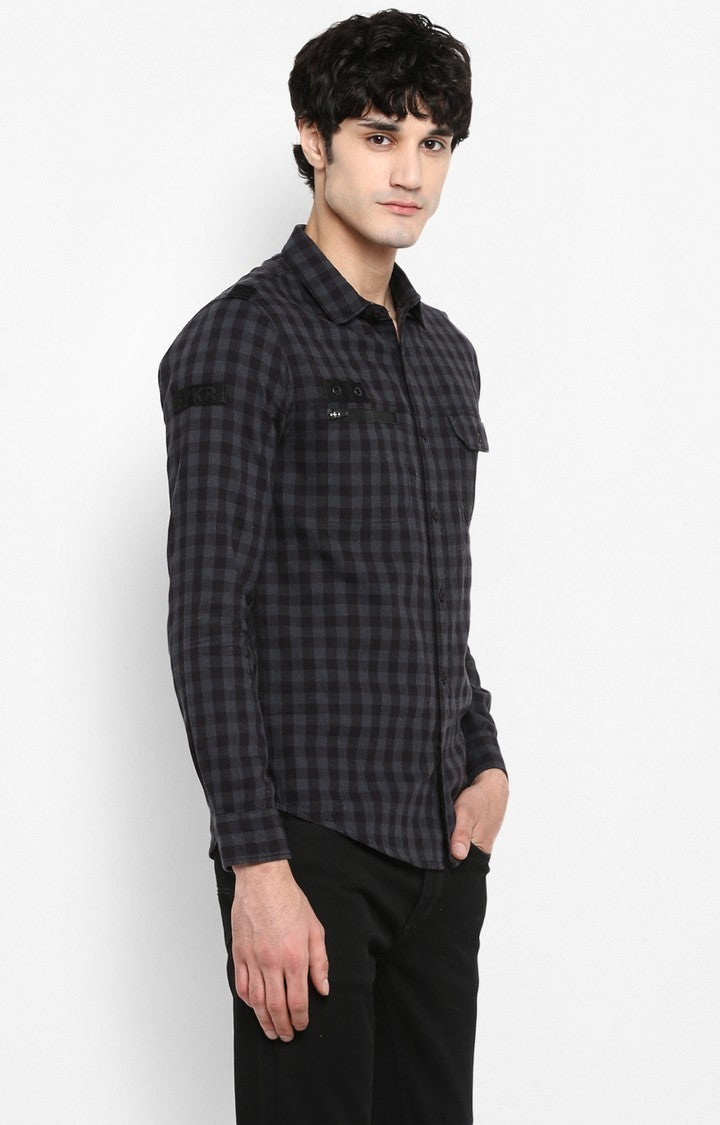 Spykar Men'S Black Cotton Checked Casual Shirts