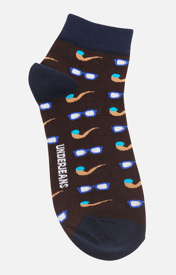 Men Premium Brown Ankle Length (Non Terry) Single Pair Of Socks- Underjeans By Spykar