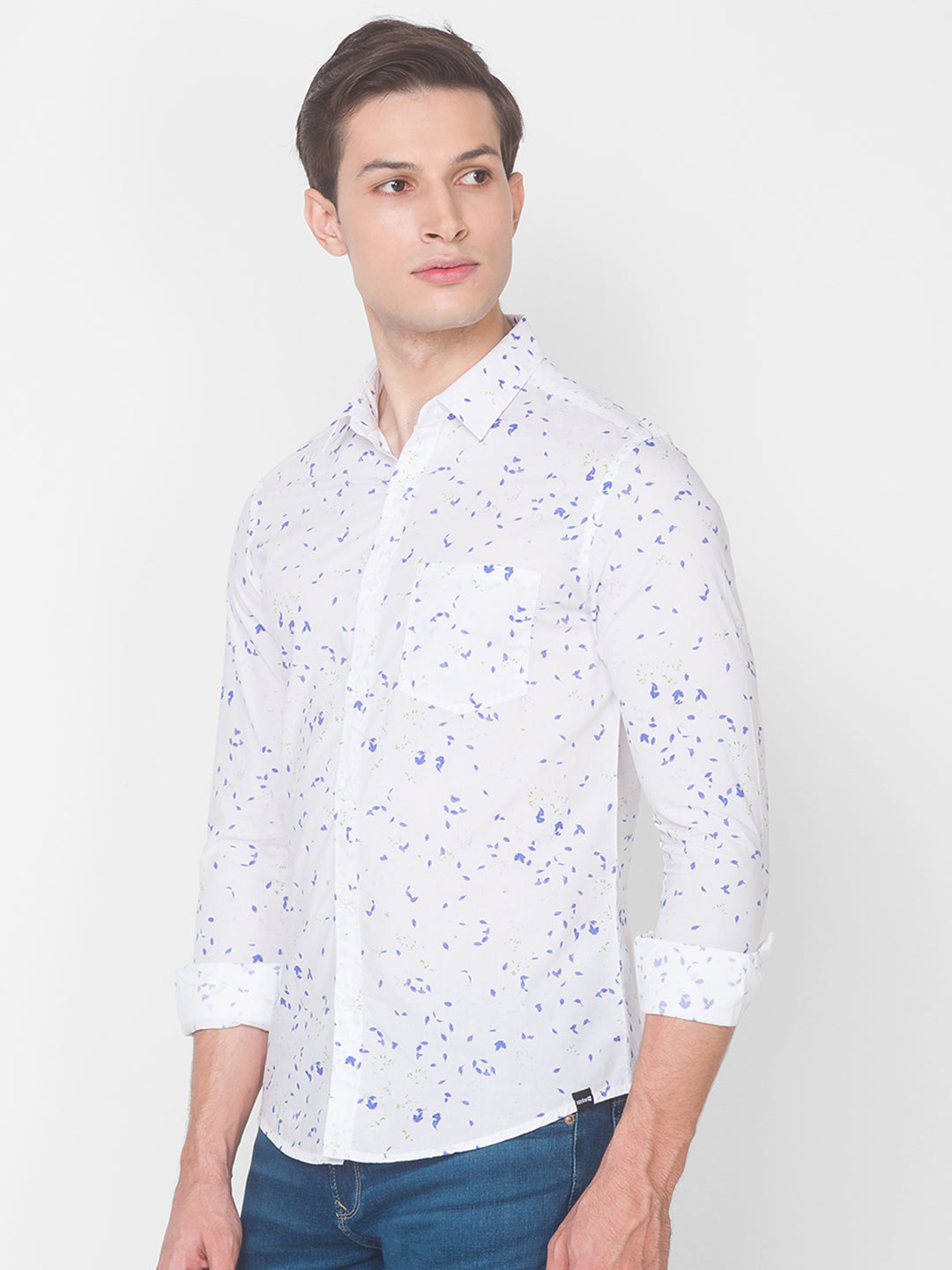 Spykar Slim Fit White Cotton Men Shirt