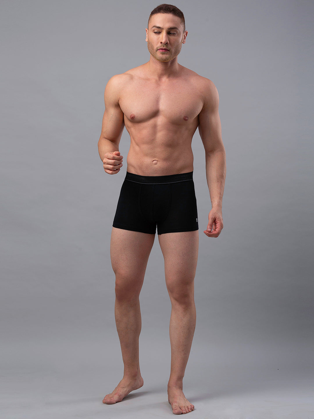 Men Premium Black Cotton Blend Trunk - Underjeans By Spykar
