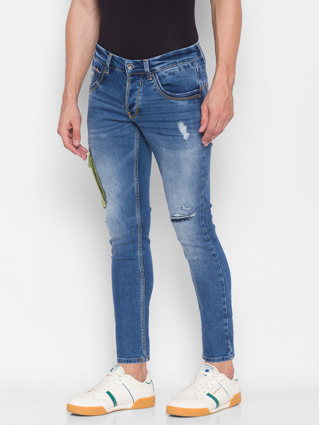 Spykar Men Blue Cotton Slim Fit Tapered Length Jeans (Kano)