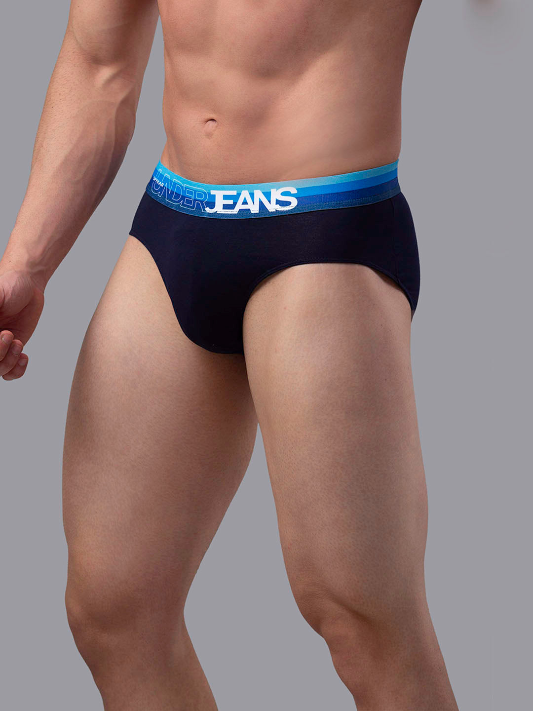 Men Premium Cotton Blend Navy-Blue Brief - (Pack Of 2)- Underjeans By Spykar