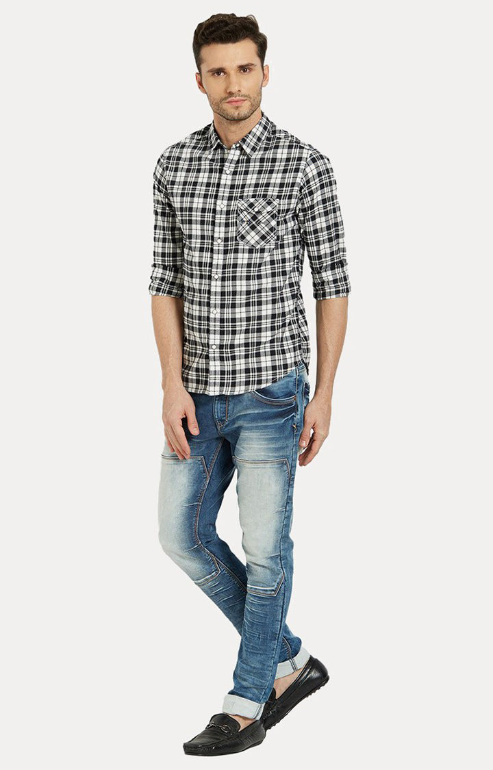 Spykar Men'S Black Cotton Checked Casual Shirts