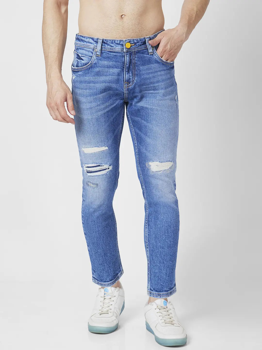 Buy Spykar Men Blue Cotton Slim Fit Narrow Length Clean Look Low Rise Jeans  (Skinny) Online at Best Prices in India - JioMart.
