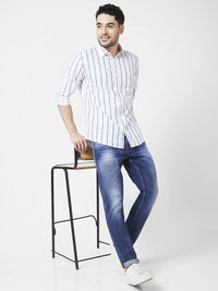 Spykar Men Mid Blue Cotton Slim Fit Narrow Length Clean Look Low Rise Jeans (Skinny)
