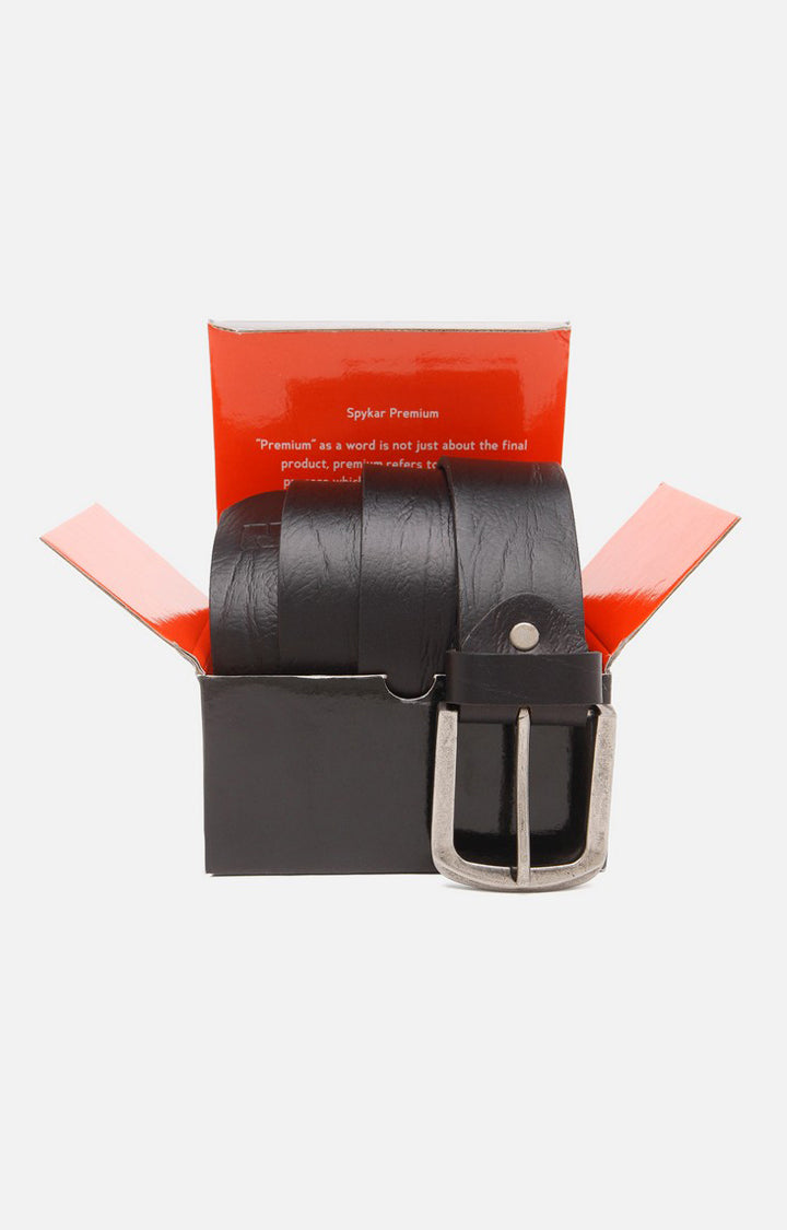 Spykar Men Black Genuine Leather Belt