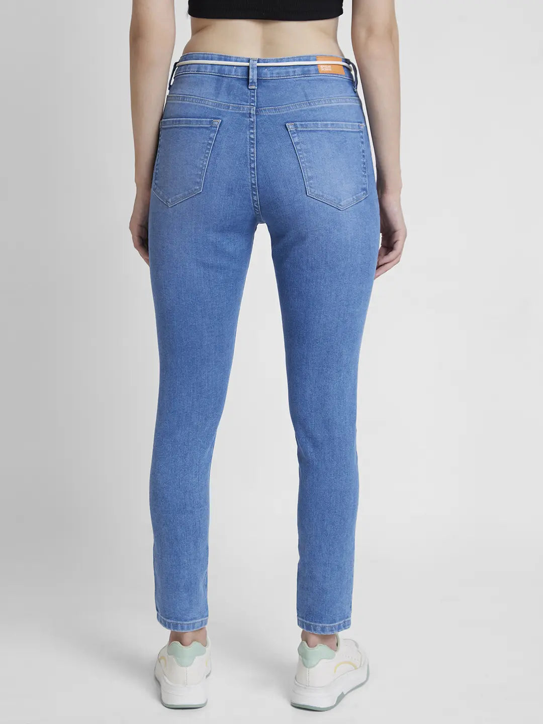 Spykar Women Light Blue Lycra Skinny Fit Regular Length Clean Look Jeans -(Adora)