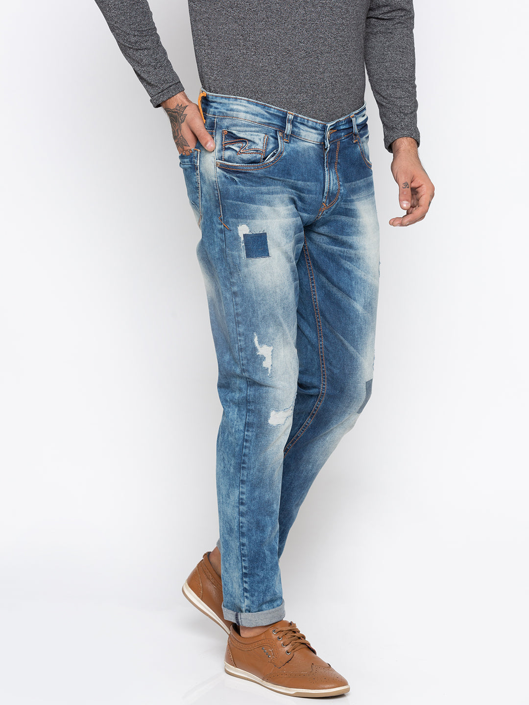 Spykar Men Blue Solid Skinny Fit Jeans