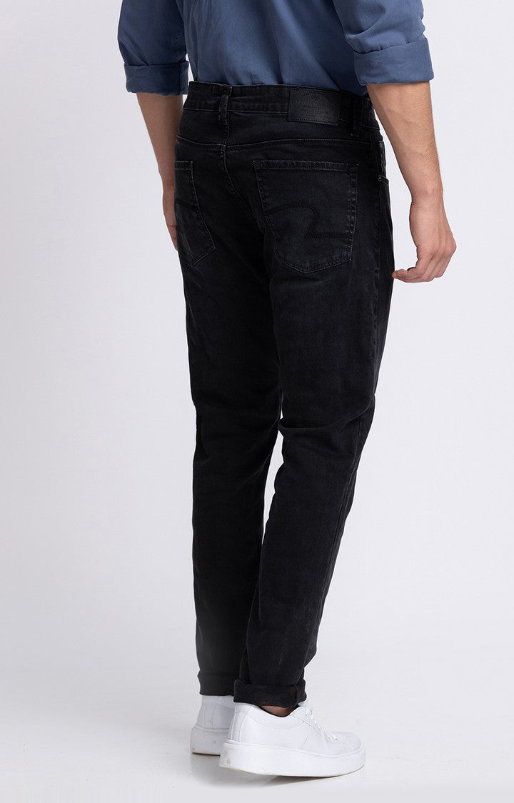 Spykar Men Charcoal Black Cotton Slim Fit Tapered Length Jeans (Kano)