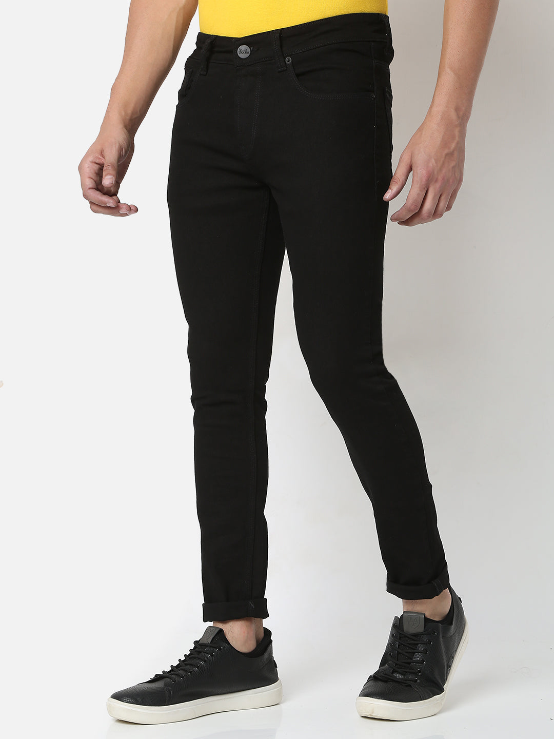 Spykar Men Black Super Slim Fit Tapered Length Jeans (Super Skinny)