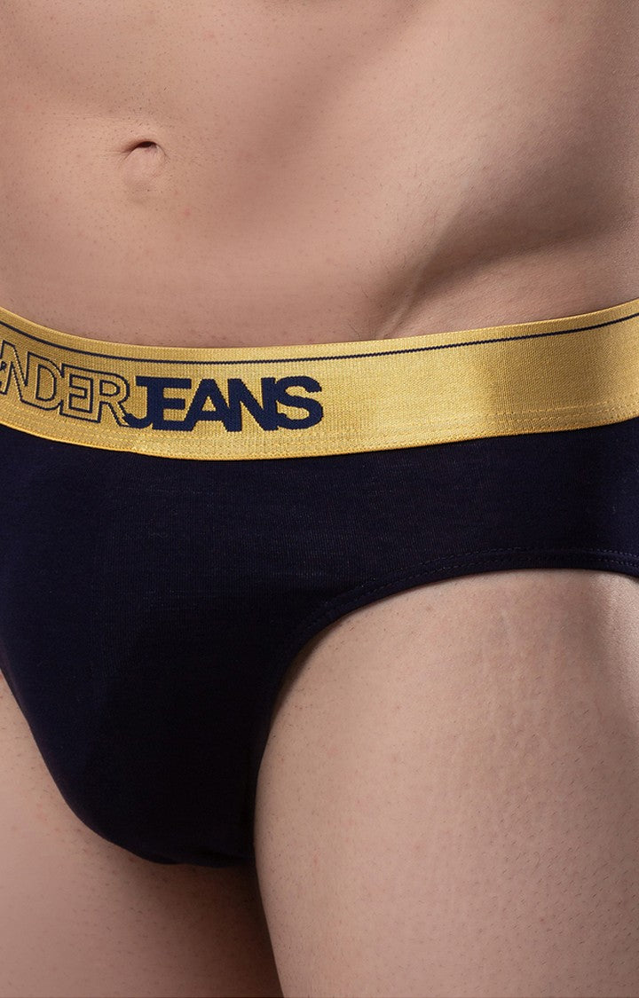 Underjeans By Spykar Navy Blue Briefs For Men