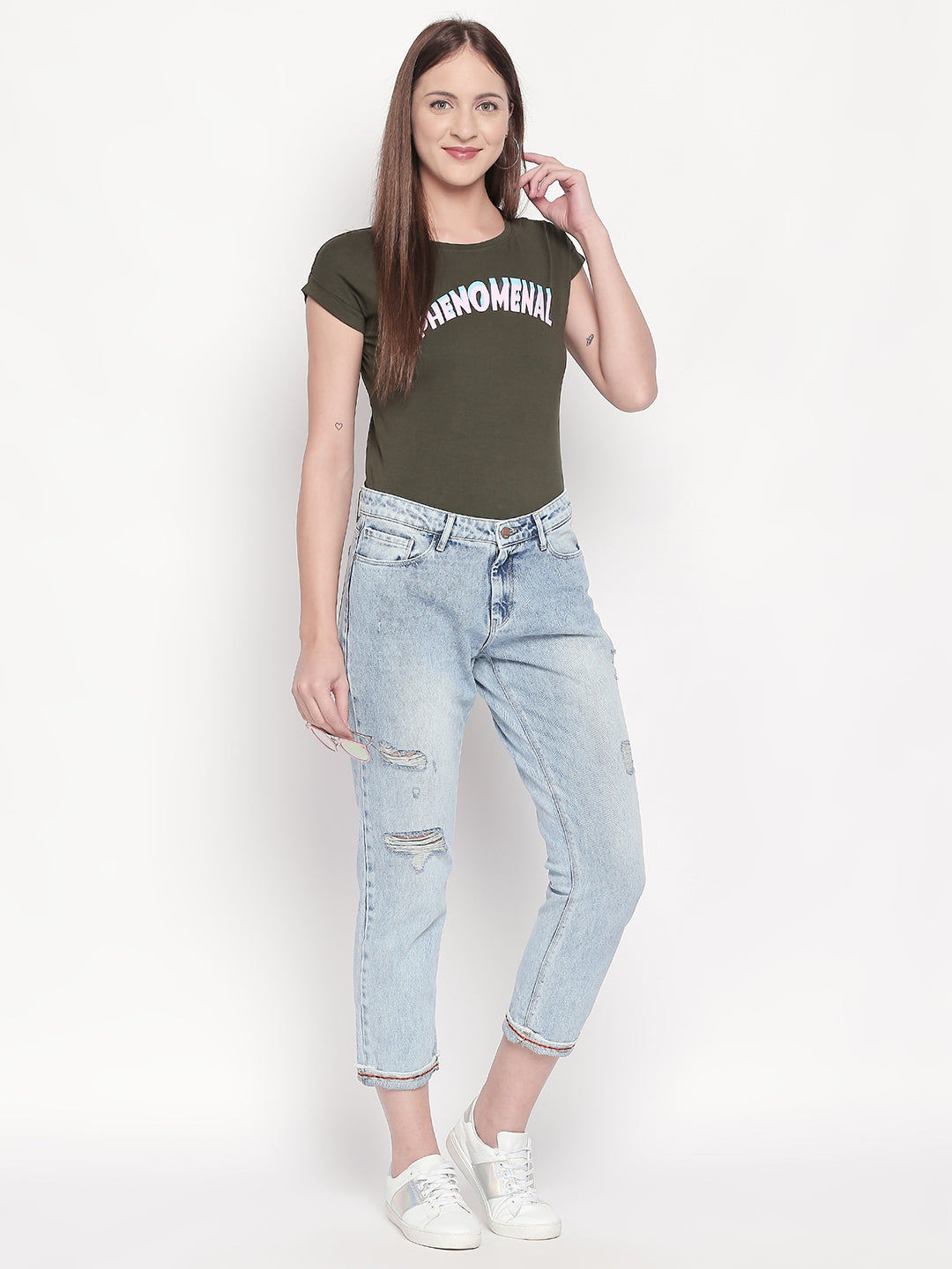 Spykar Blue Ripped Skinny Fit Jeans For Women