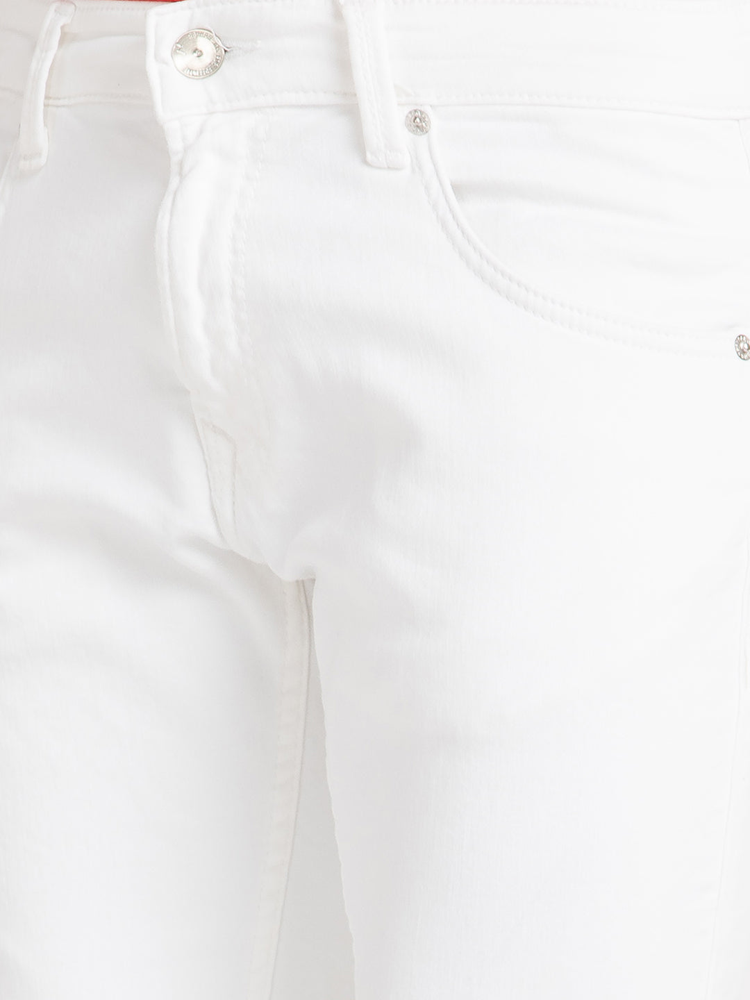Spykar Men White Cotton Slim Fit Narrow Length Jeans (Skinny)