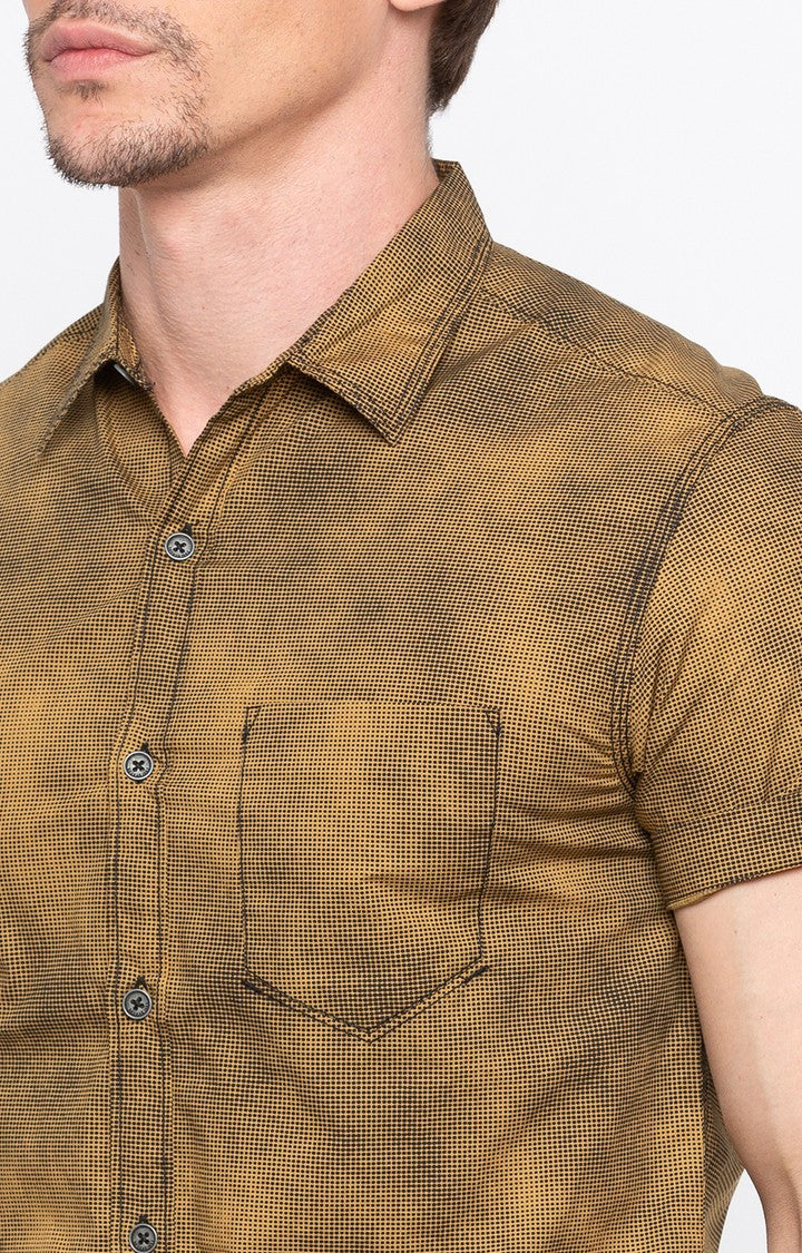 Spykar Men'S Brown Cotton Melange Casual Shirts