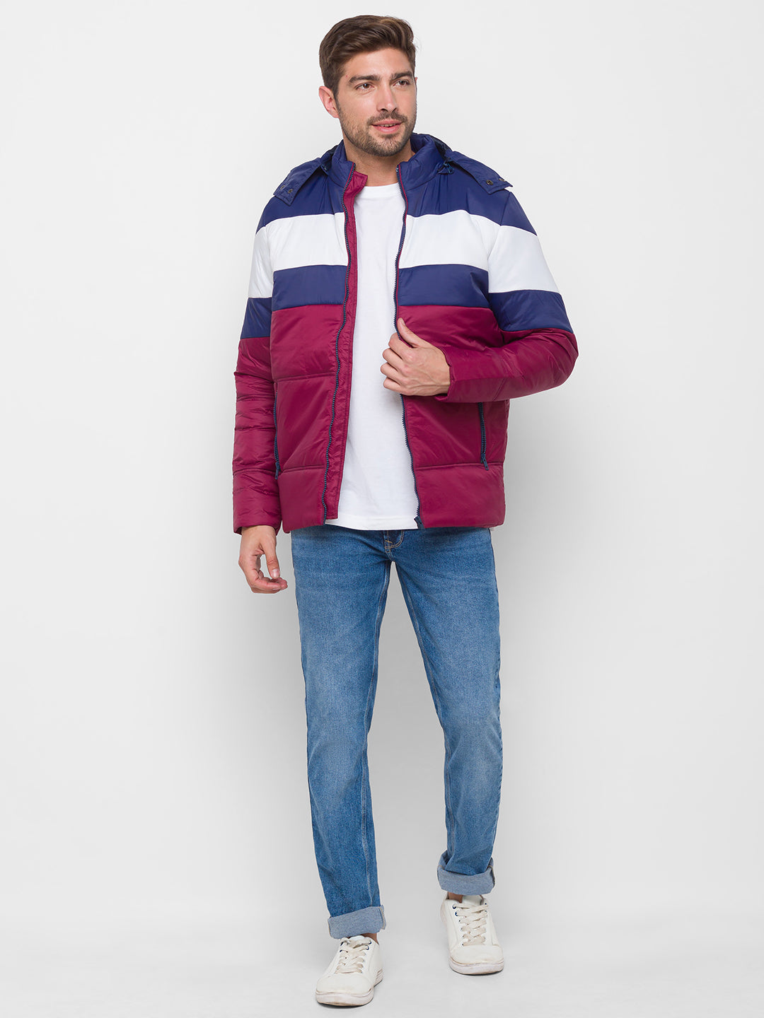 Spykar Red Polyester Regular Fit Bomber Jackets For Men