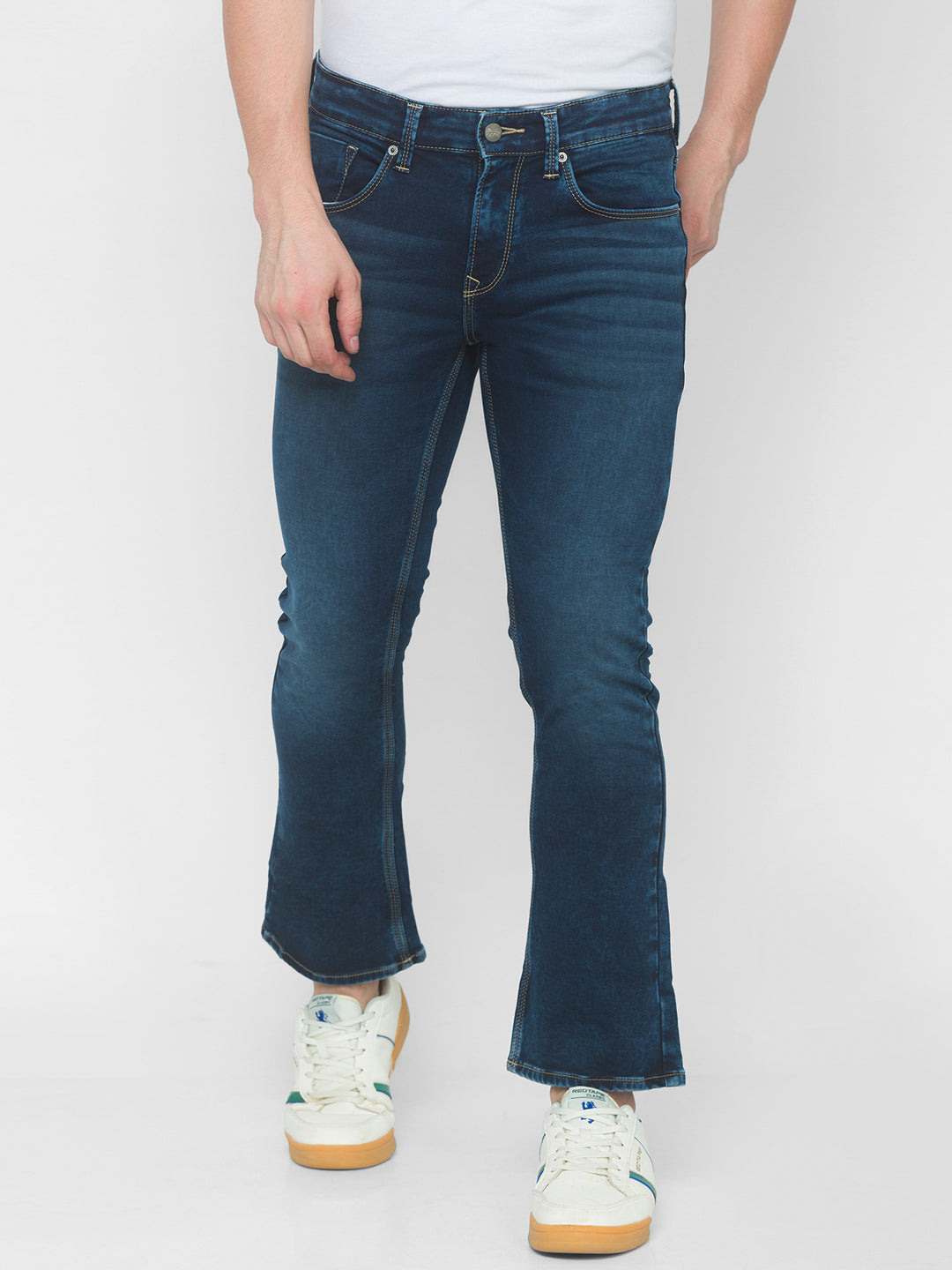 Spykar Men Dark Blue Cotton Bootcut Fit Regular Length Jeans (Rafter)