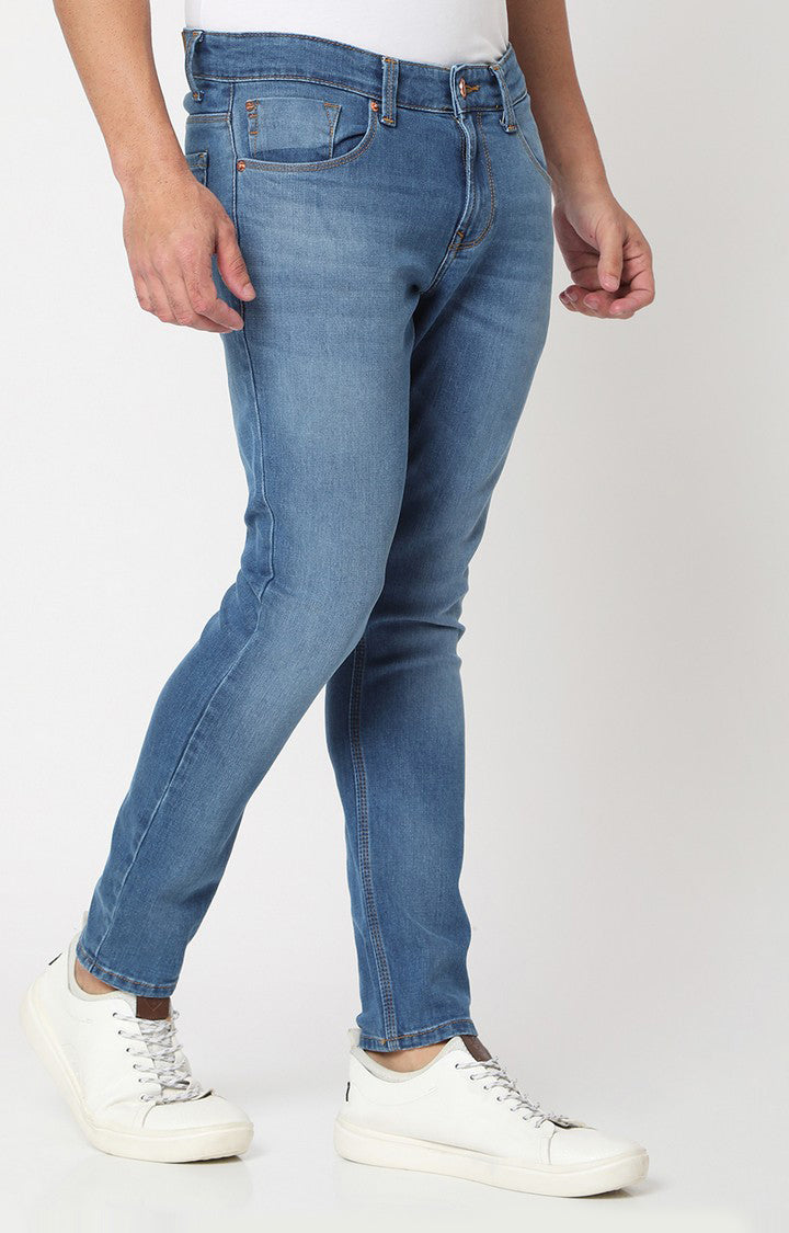 Spykar Men Mid Blue Cotton Slim Fit Tapered Length Jeans (Kano)