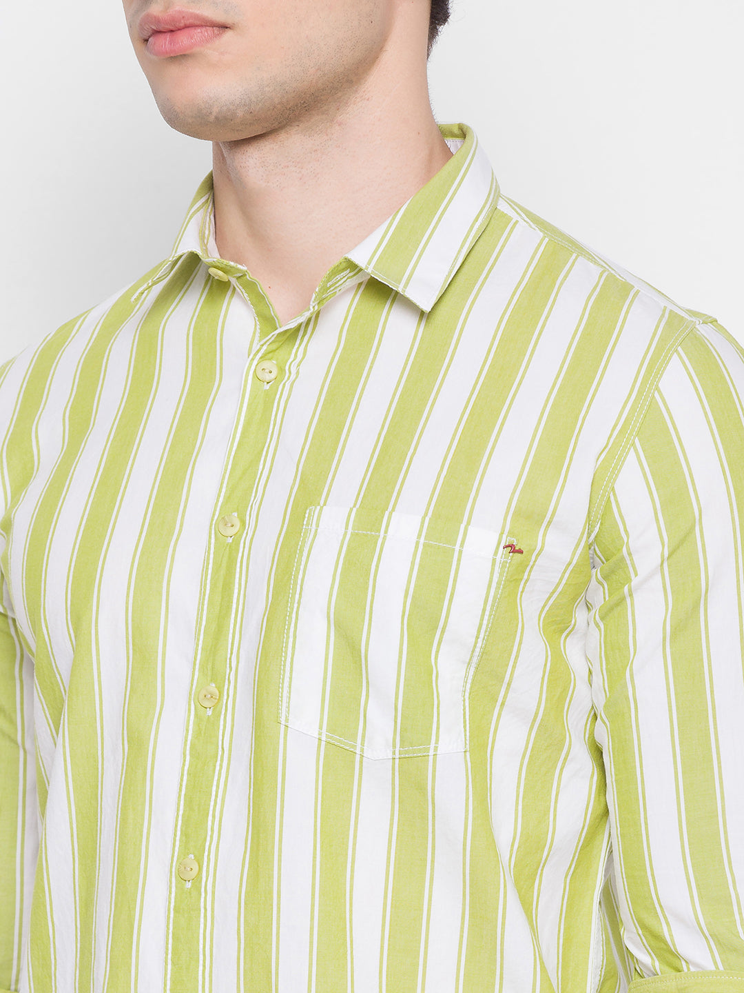 Spykar Slim Fit Yellow Cotton Men Shirt