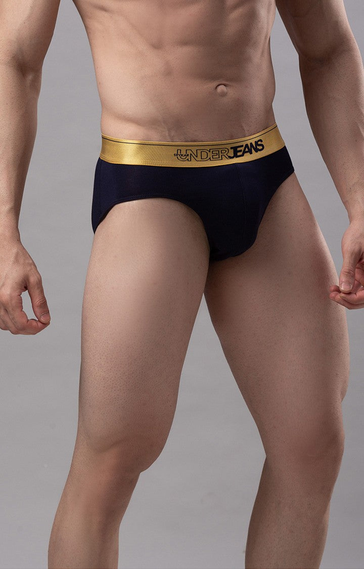 Underjeans By Spykar Navy Blue Briefs For Men