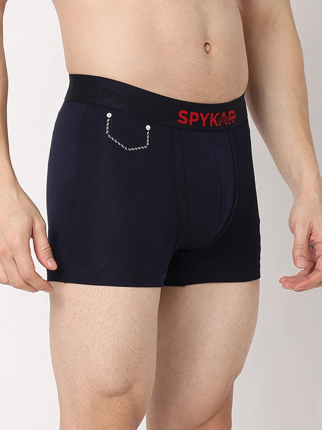 Underjeans By Spykar Men Premium Navy & Olive Cotton Blend Regular Fit Trunk - Pack Of 2