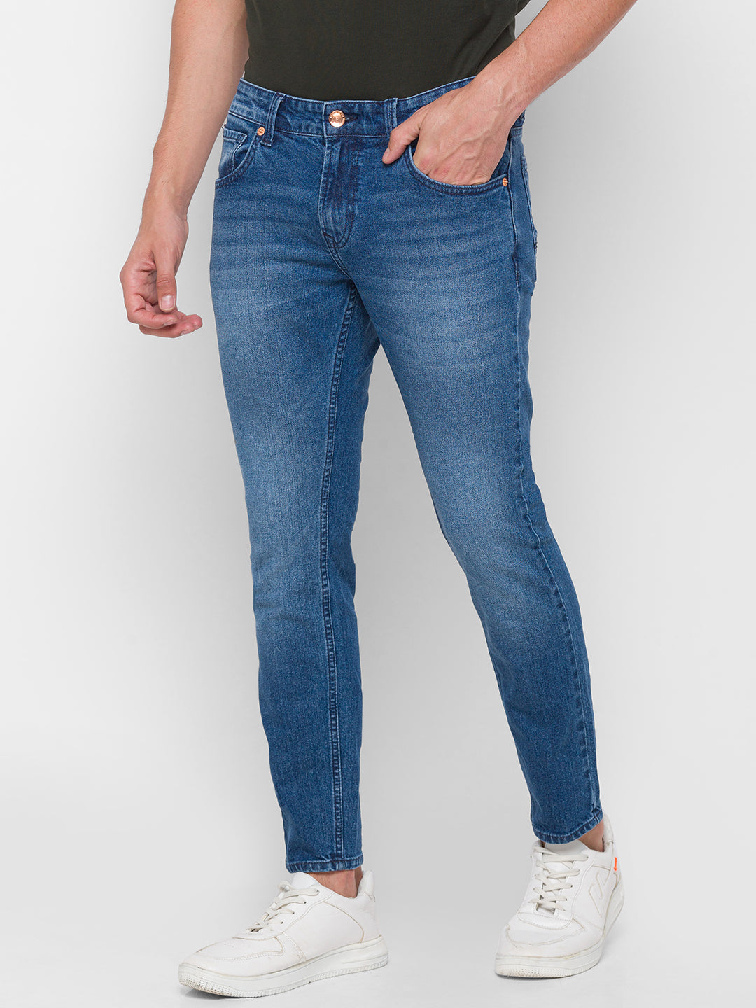 Spykar Men Blue Cotton Slim Fit Tapered Length Jeans (Kano)