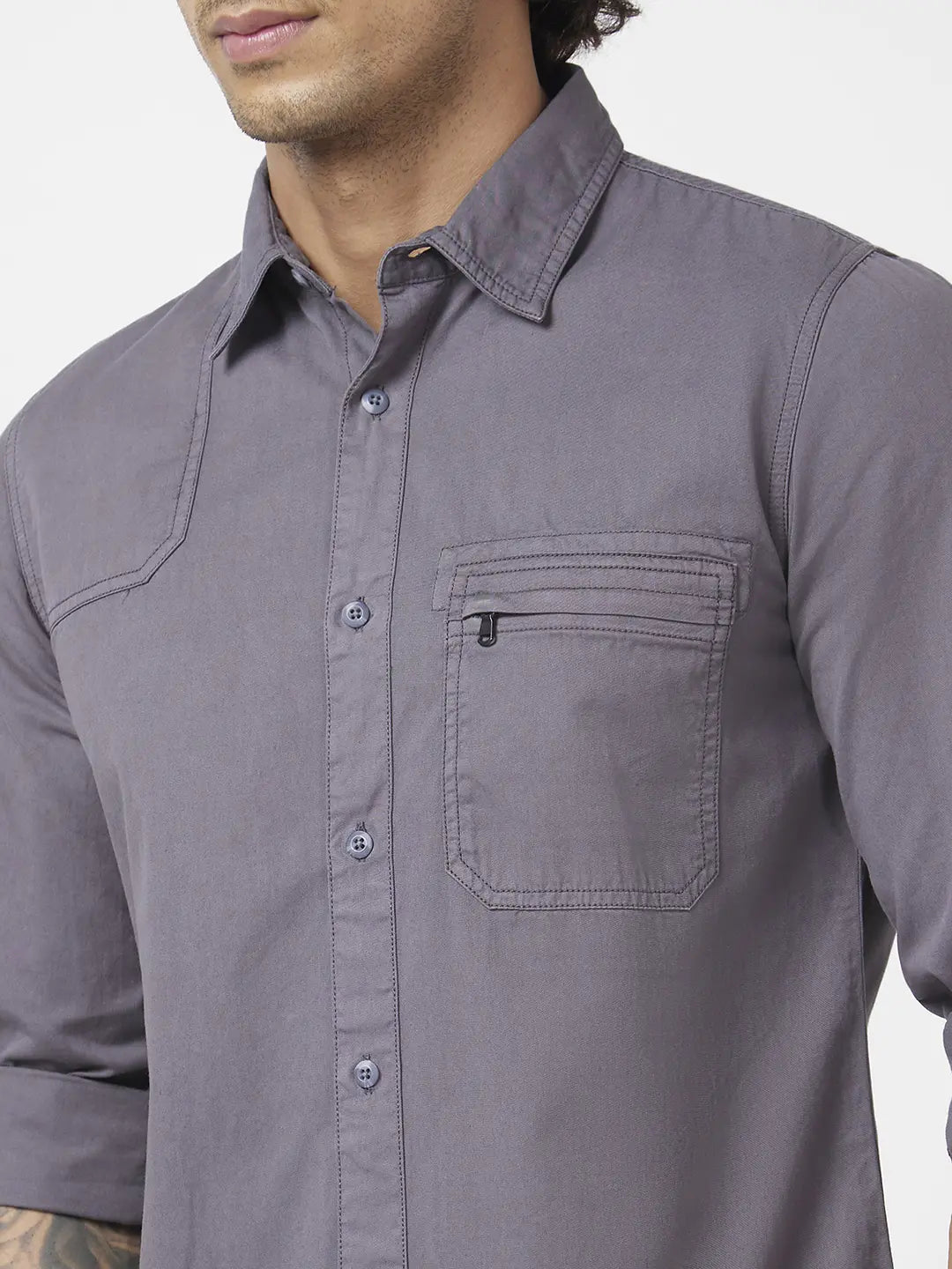 Moon City Casual Denim Shirt for Men (Small, Grey) : Amazon.in: Clothing &  Accessories