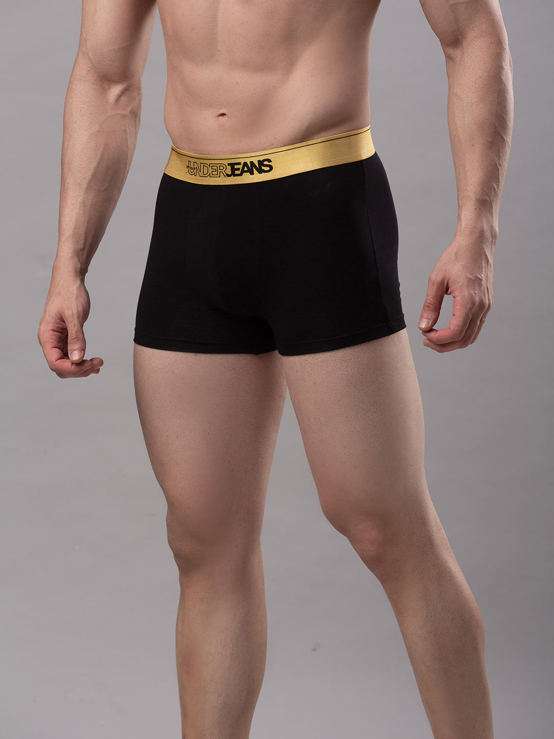 Underjeans By Spykar Men Black Solid Trunks