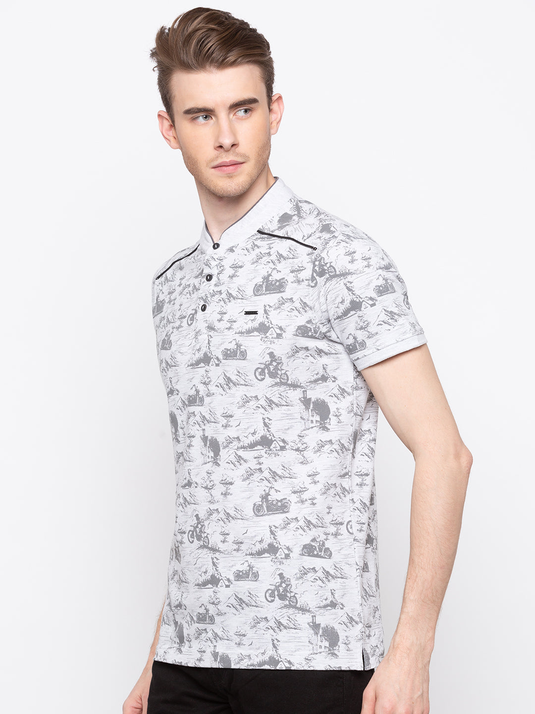 Spykar Men Grey Cotton Printed Half Sleeve M and arin T-Shirt