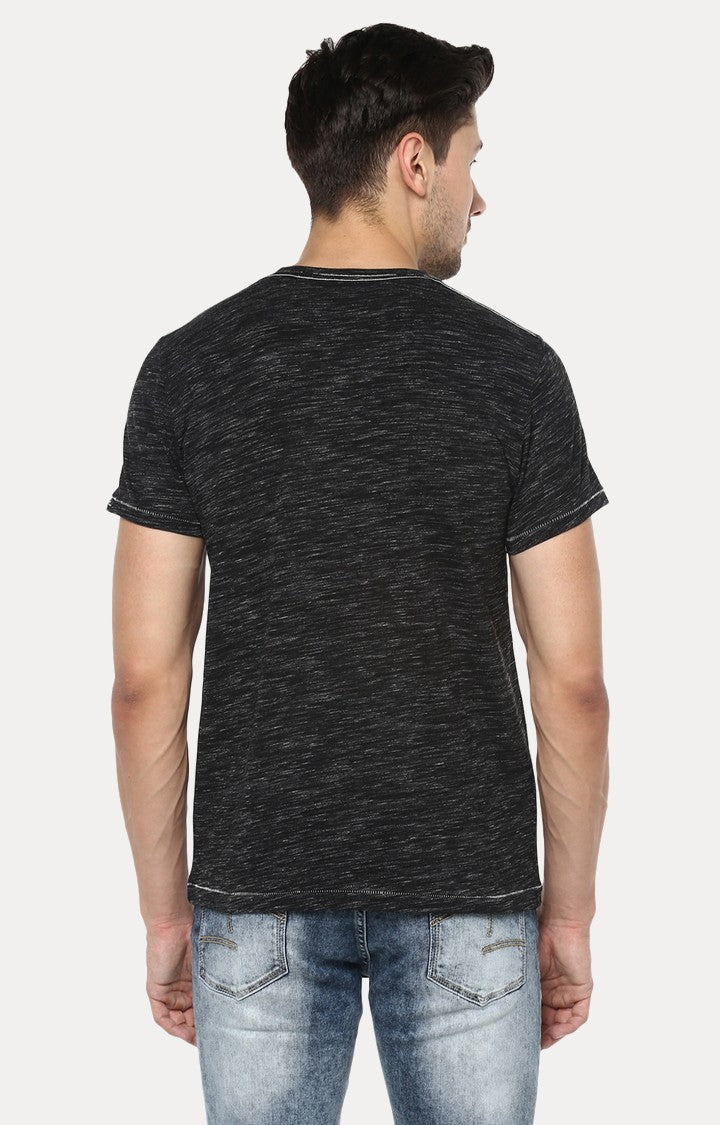 Spykar Black Printed Slim Fit Men T-Shirts