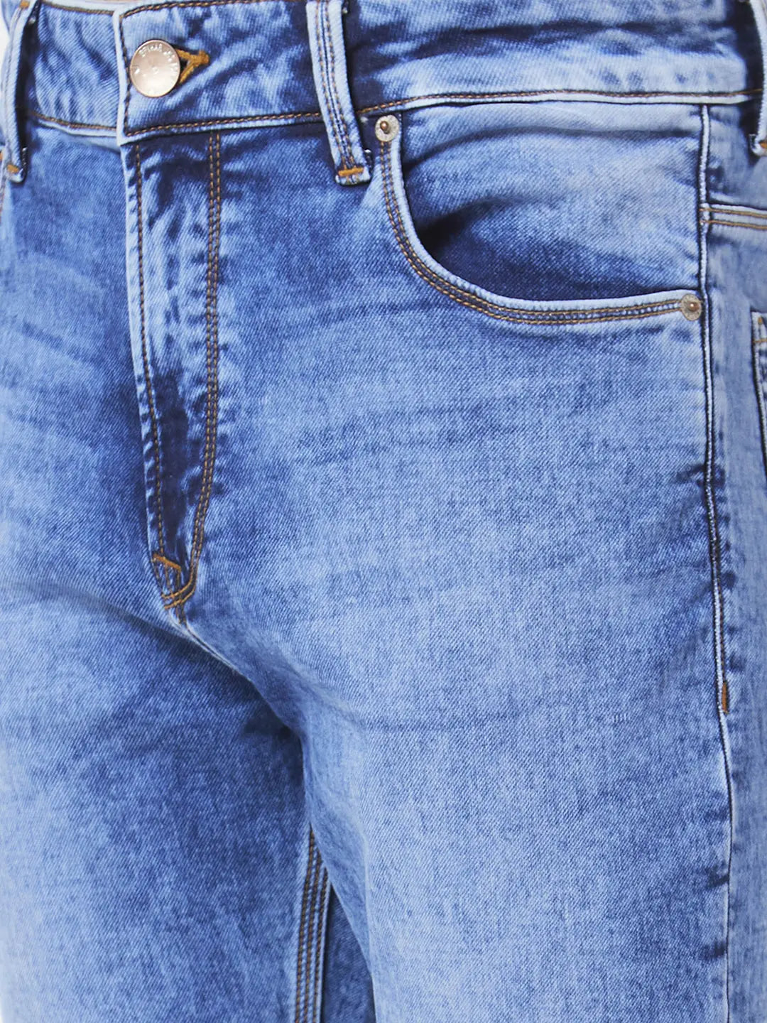 Spykar Men Light Blue Cotton Stretch Comfort Fit Straigth Length Clean look Mid Rise Jeans (Ricardo)