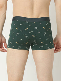 Underjeans By Spykar Men Super Premium Printed Bonded Elastic Bottle Green Trunk