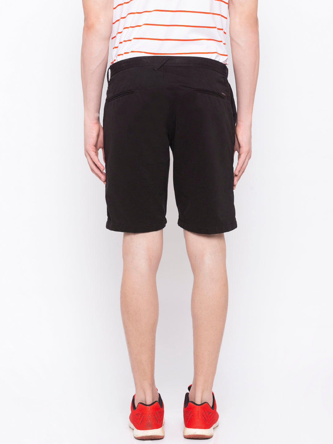 Spykar Men Black Cotton Slim Fit Shorts