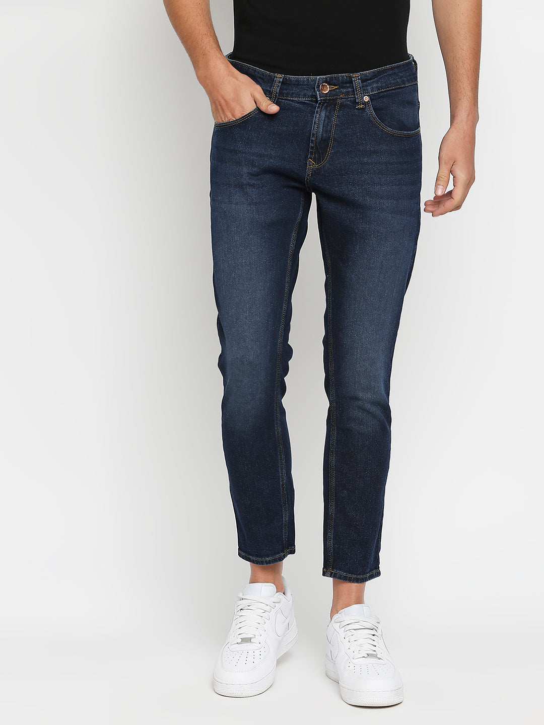 Spykar Blue Cotton Slim Fit Tapered Length Jeans For Men (Kano)