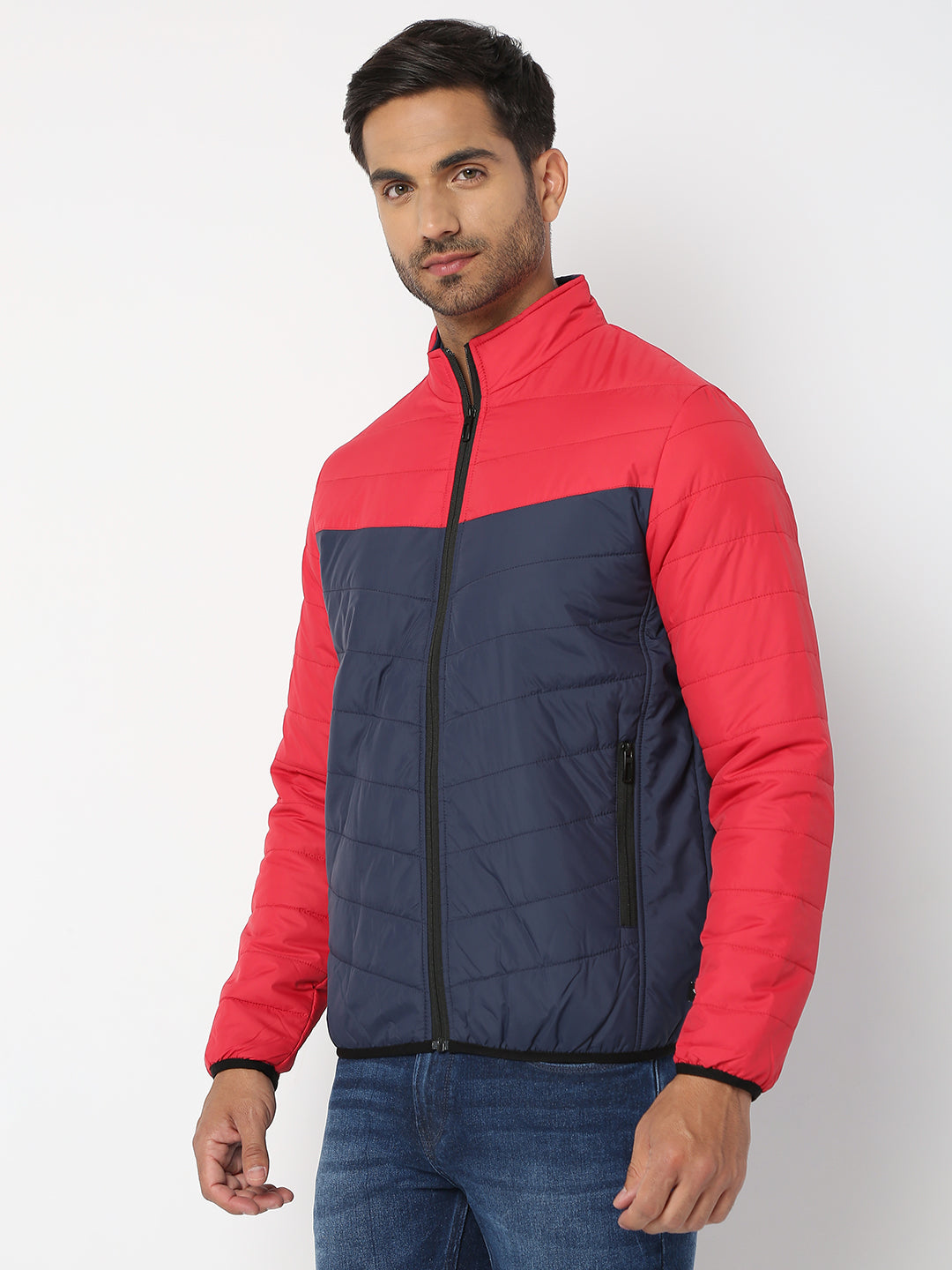 Spykar Men Red & Navy Nylon Regular Fit Jacket