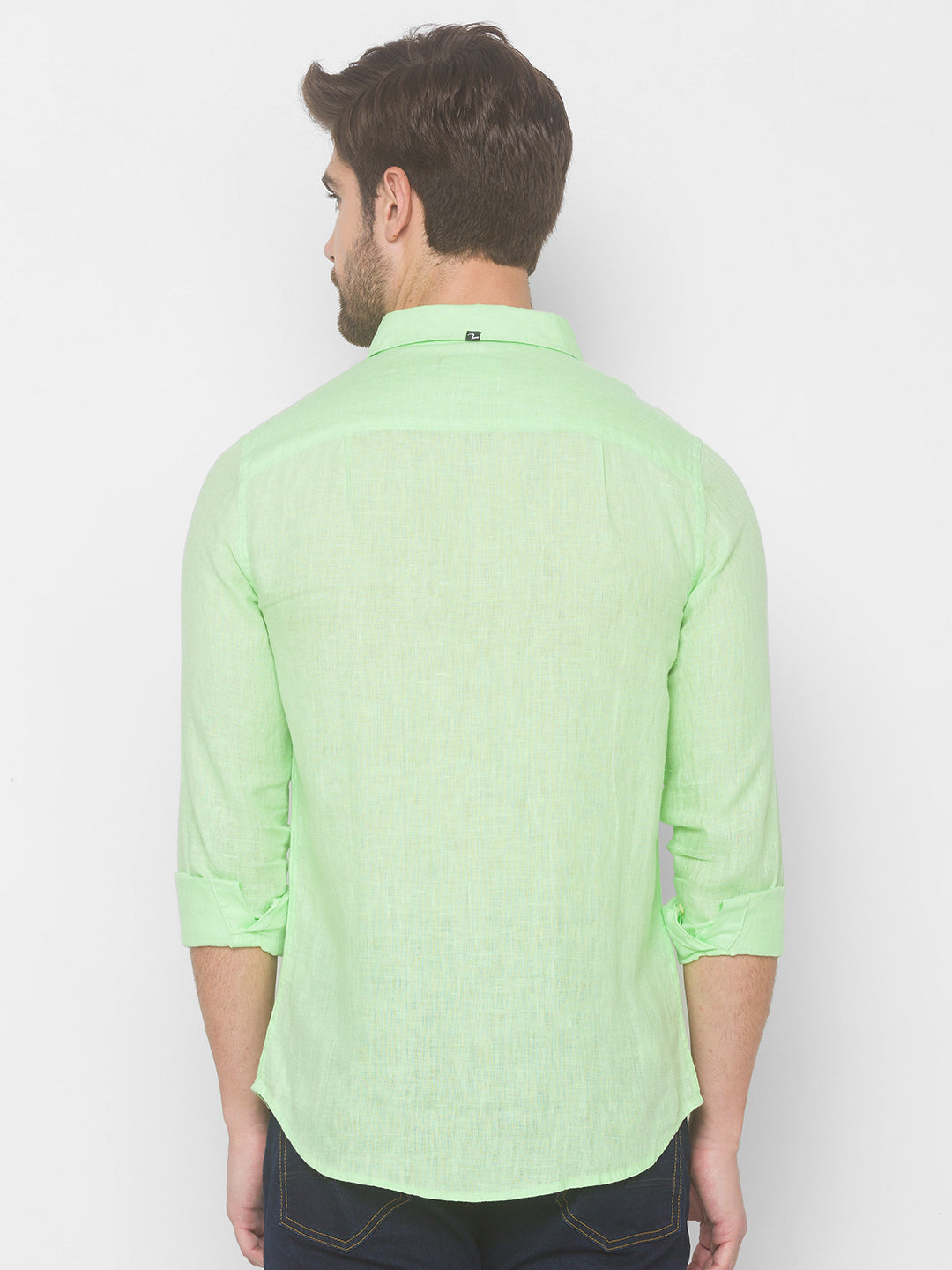 Spykar Men Mint Green Cotton Slim Fit Shirt
